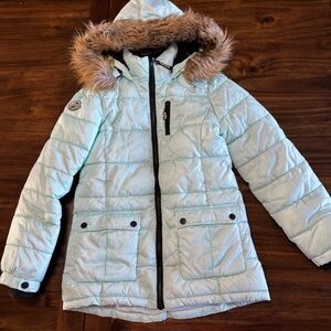Girls Justice Puffer Jacket Light Blue